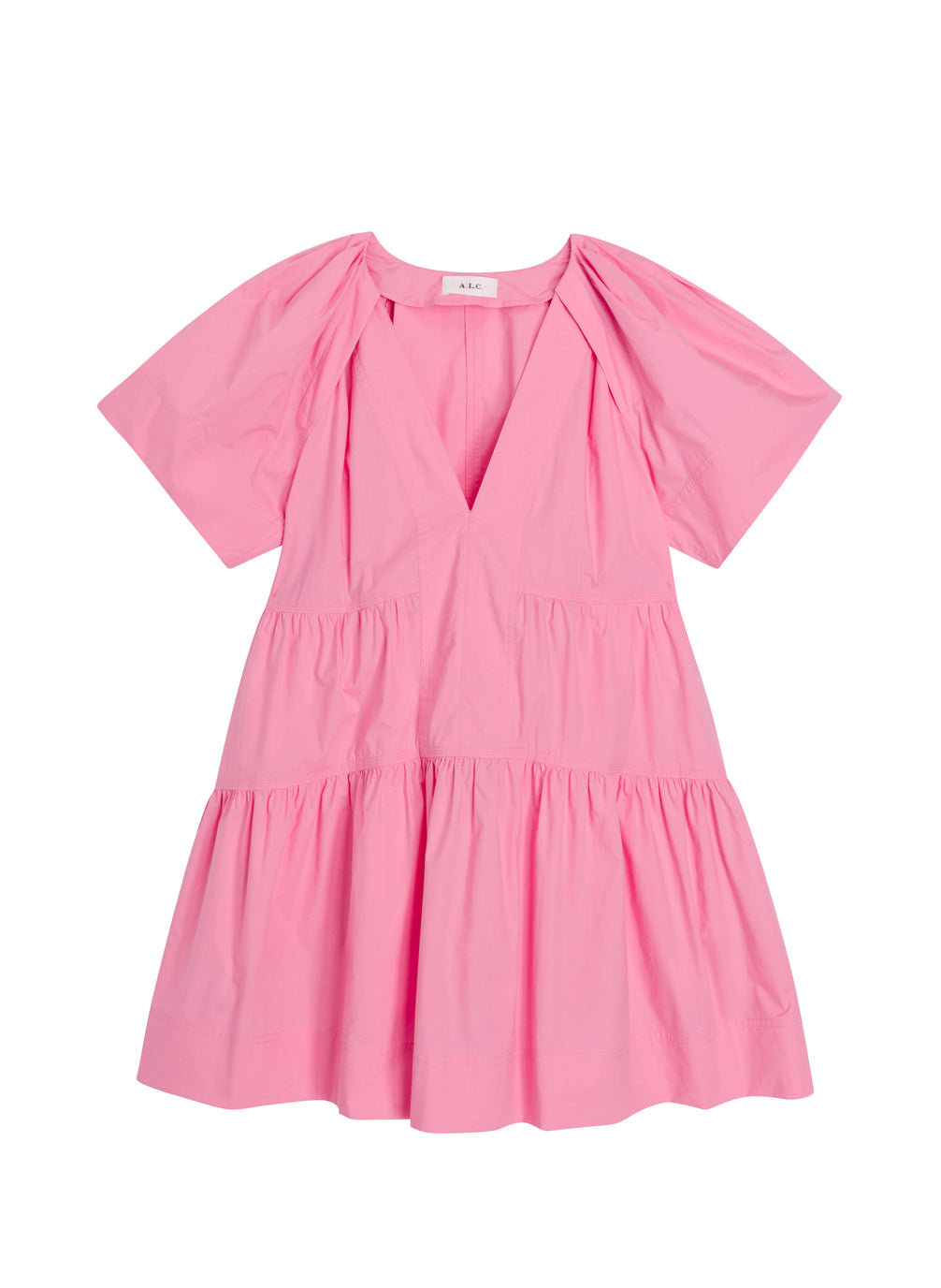 flatlay of pink short sleeve mini dress