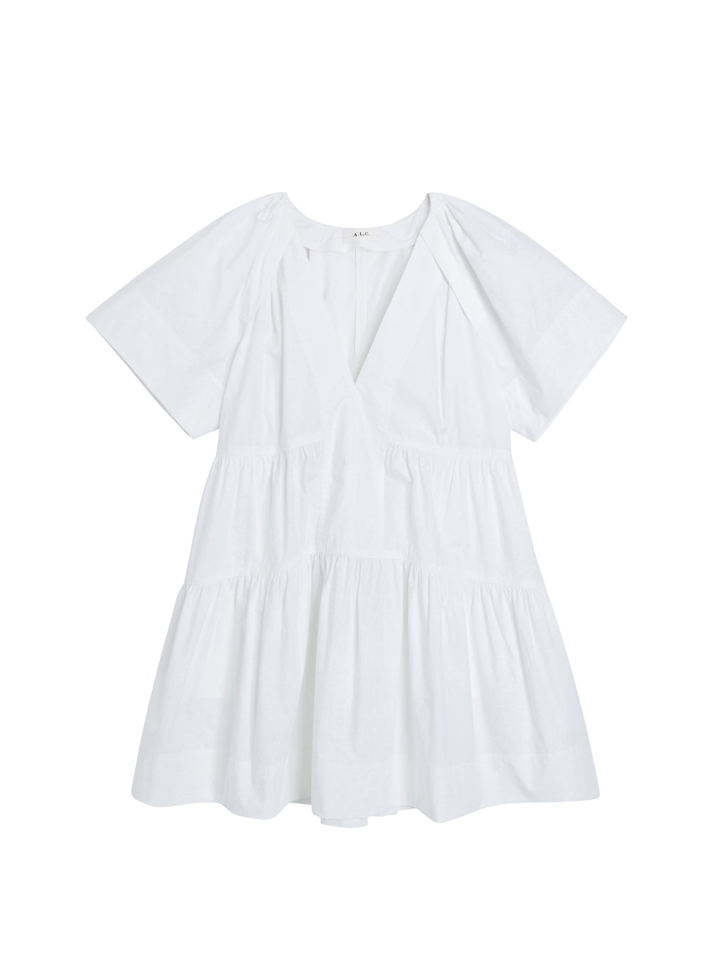 flatlay of white short sleeve mini dress