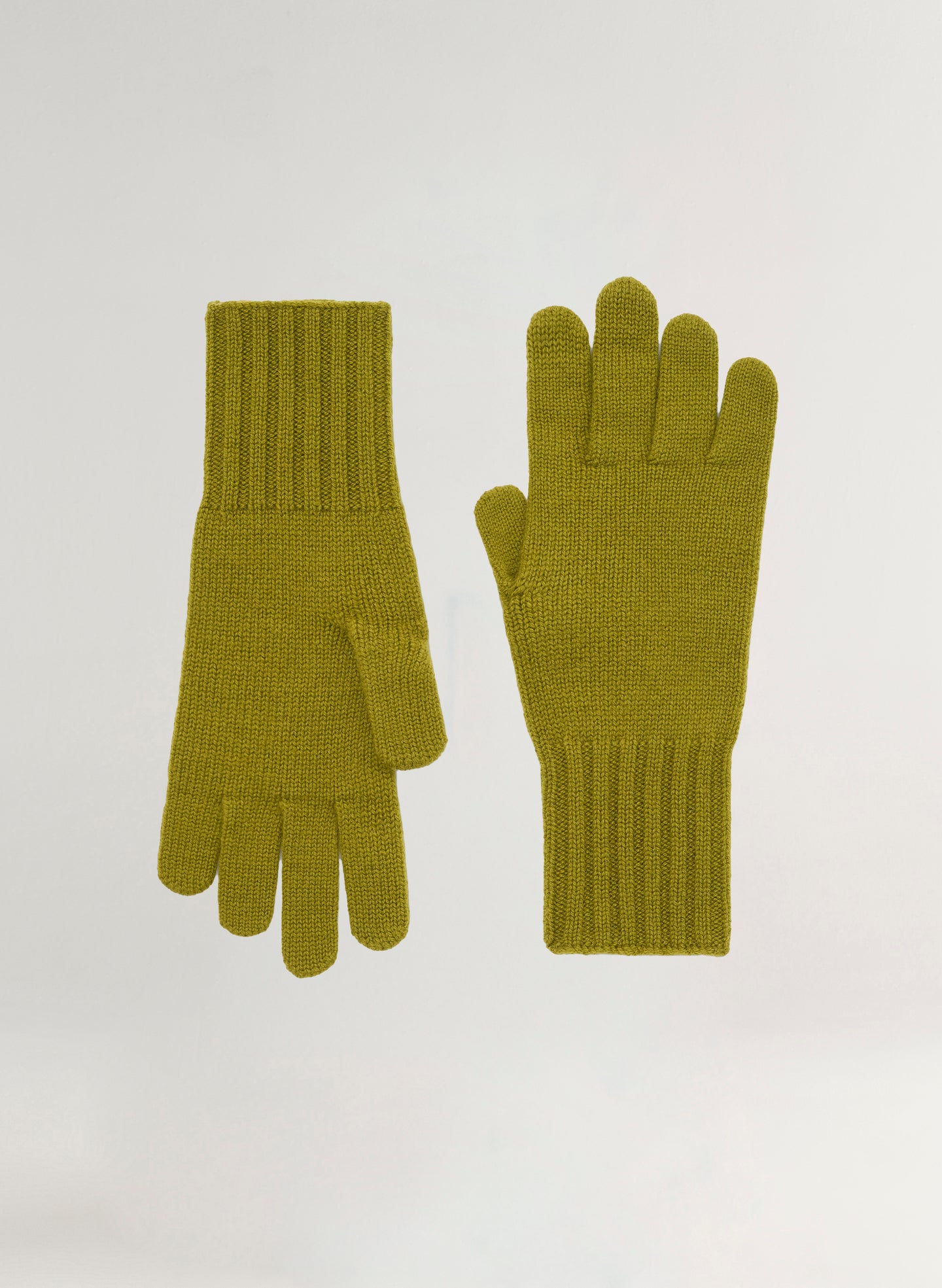 Pair of green gloves on a white background