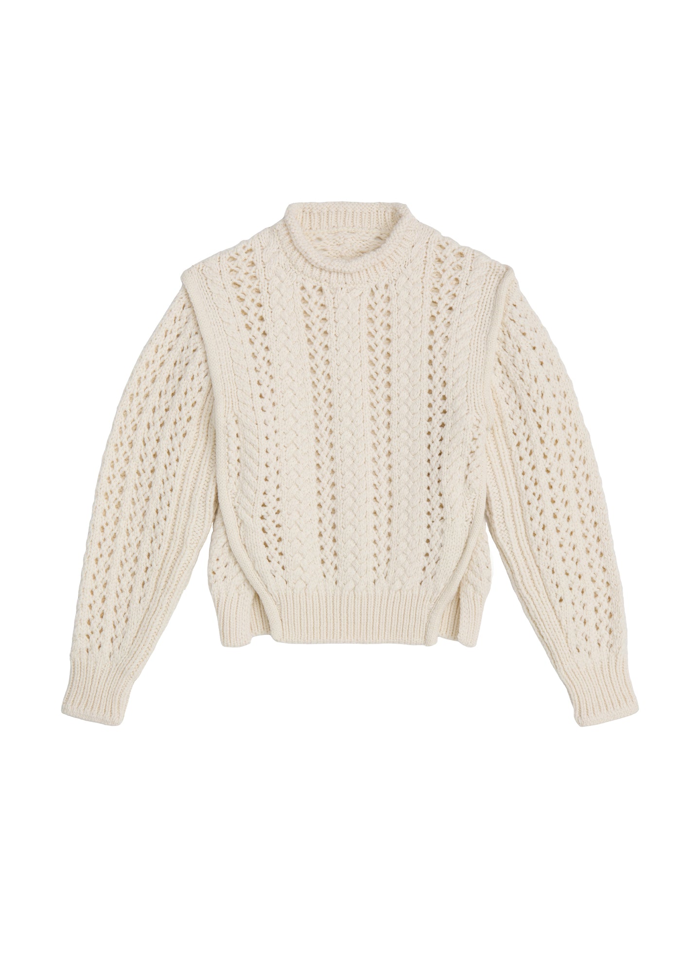 flatlay of cream open knit sweater