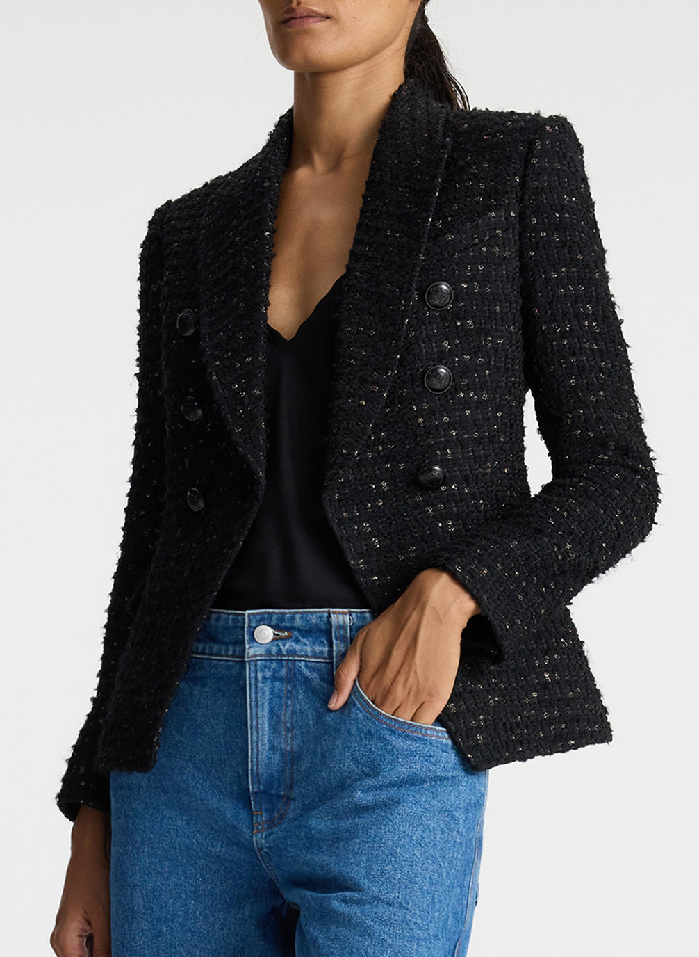 Button-Up Lurex Tweed Top - Women - Ready-to-Wear