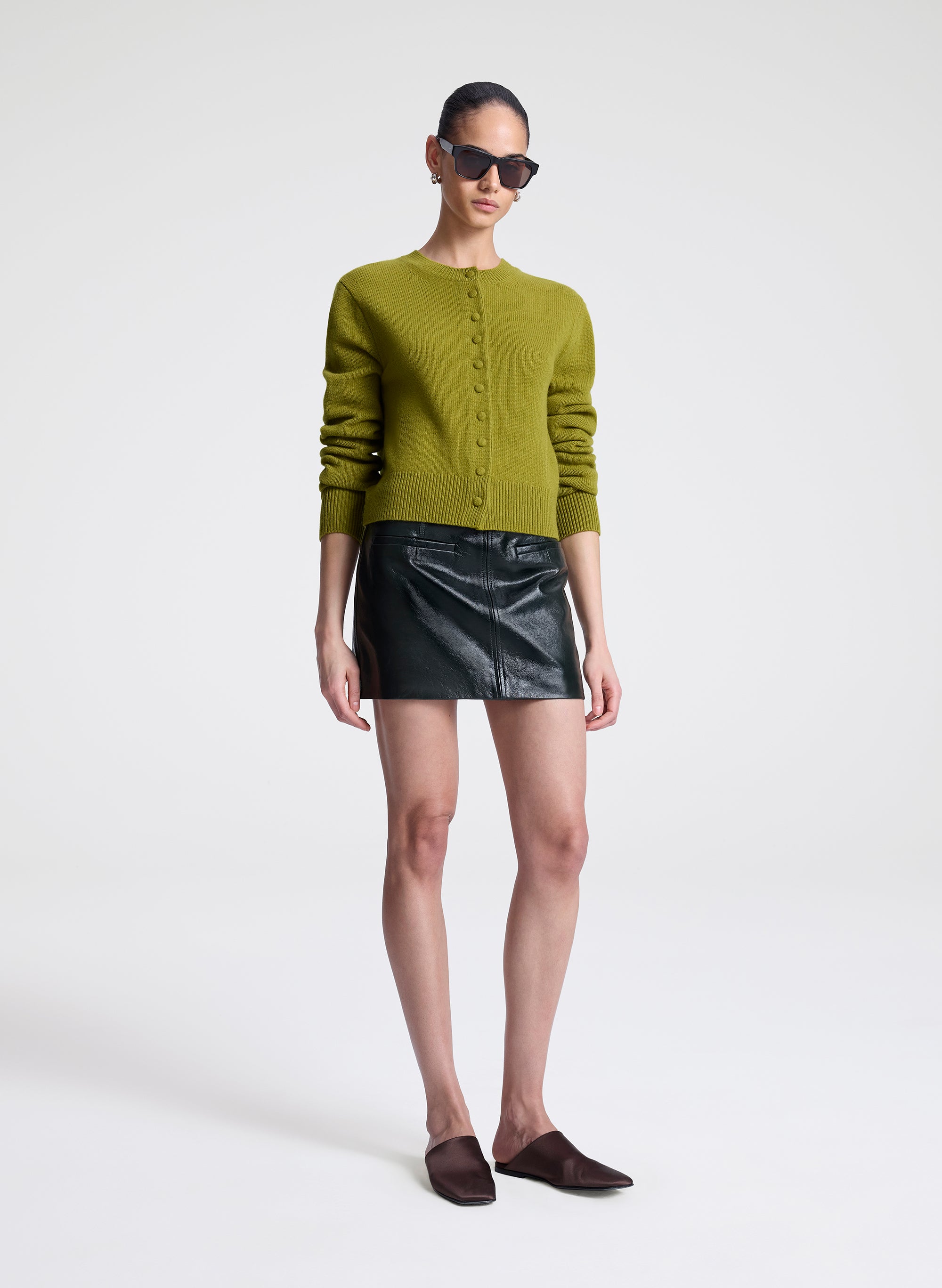 Cowan Glossy Leather Mini Skirt | ALC LTD