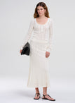 Cynthia Silk Cotton Knit Midi Skirt