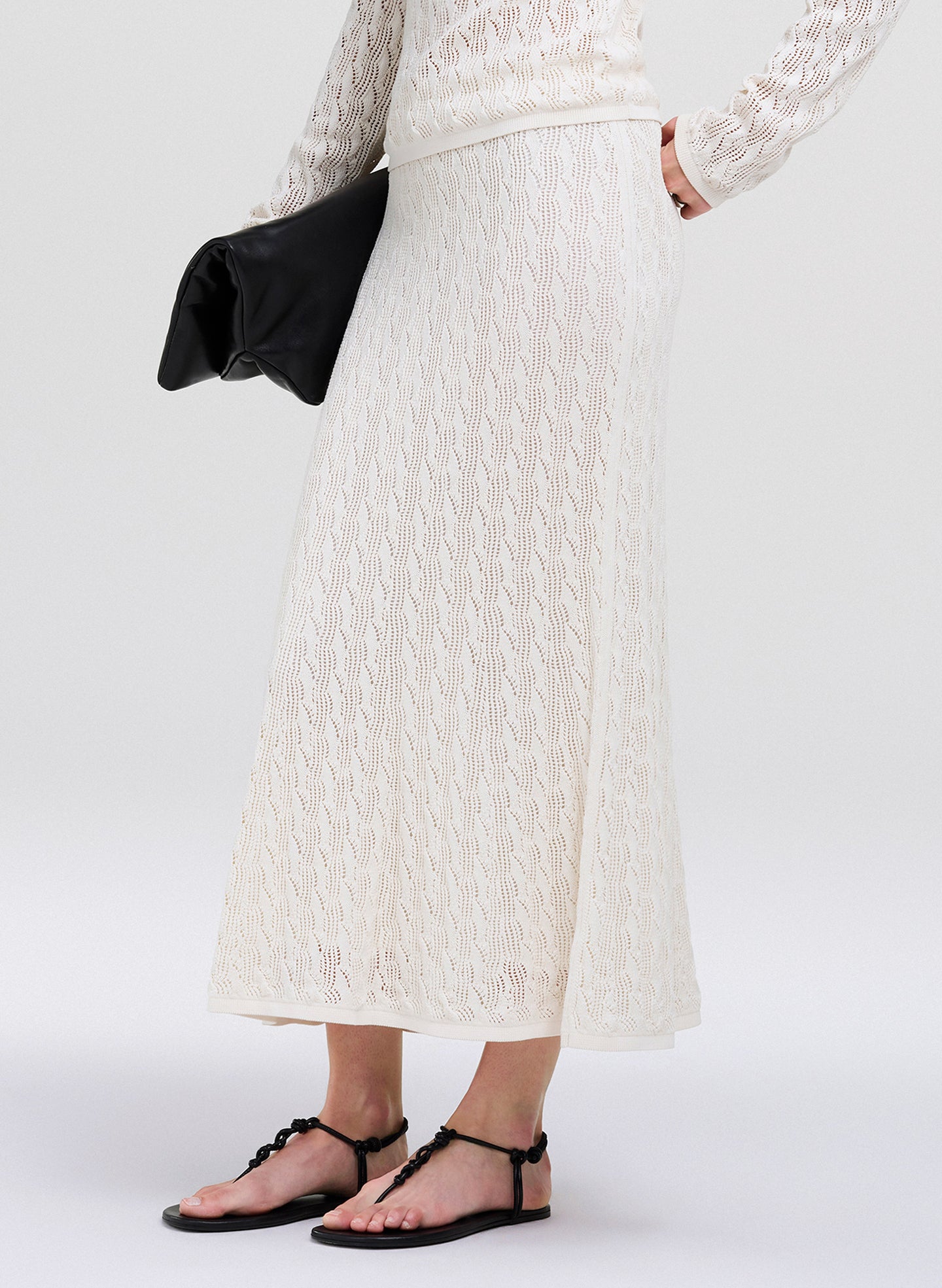cream knit midi skirt