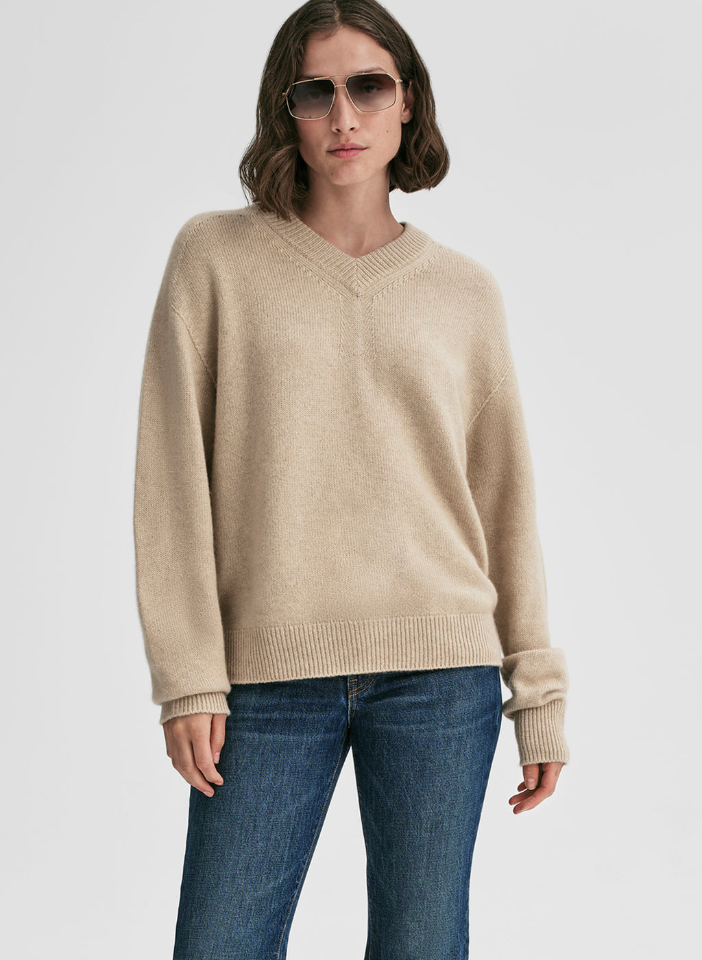 Calven Cashmere V Neck Sweater