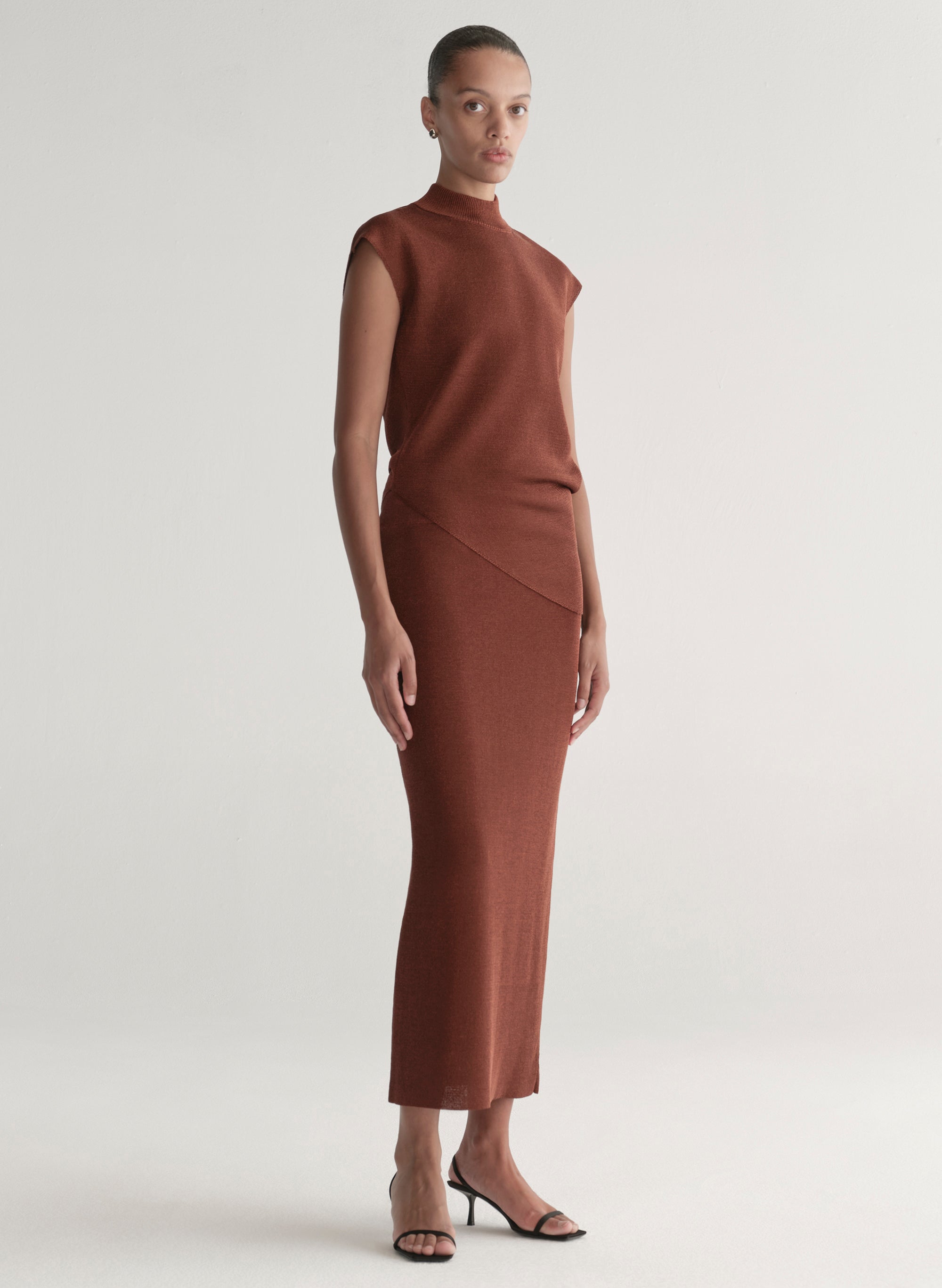 Clover Metallic Knit Midi Skirt | ALC LTD