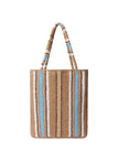 Daisy Striped Raffia Tote