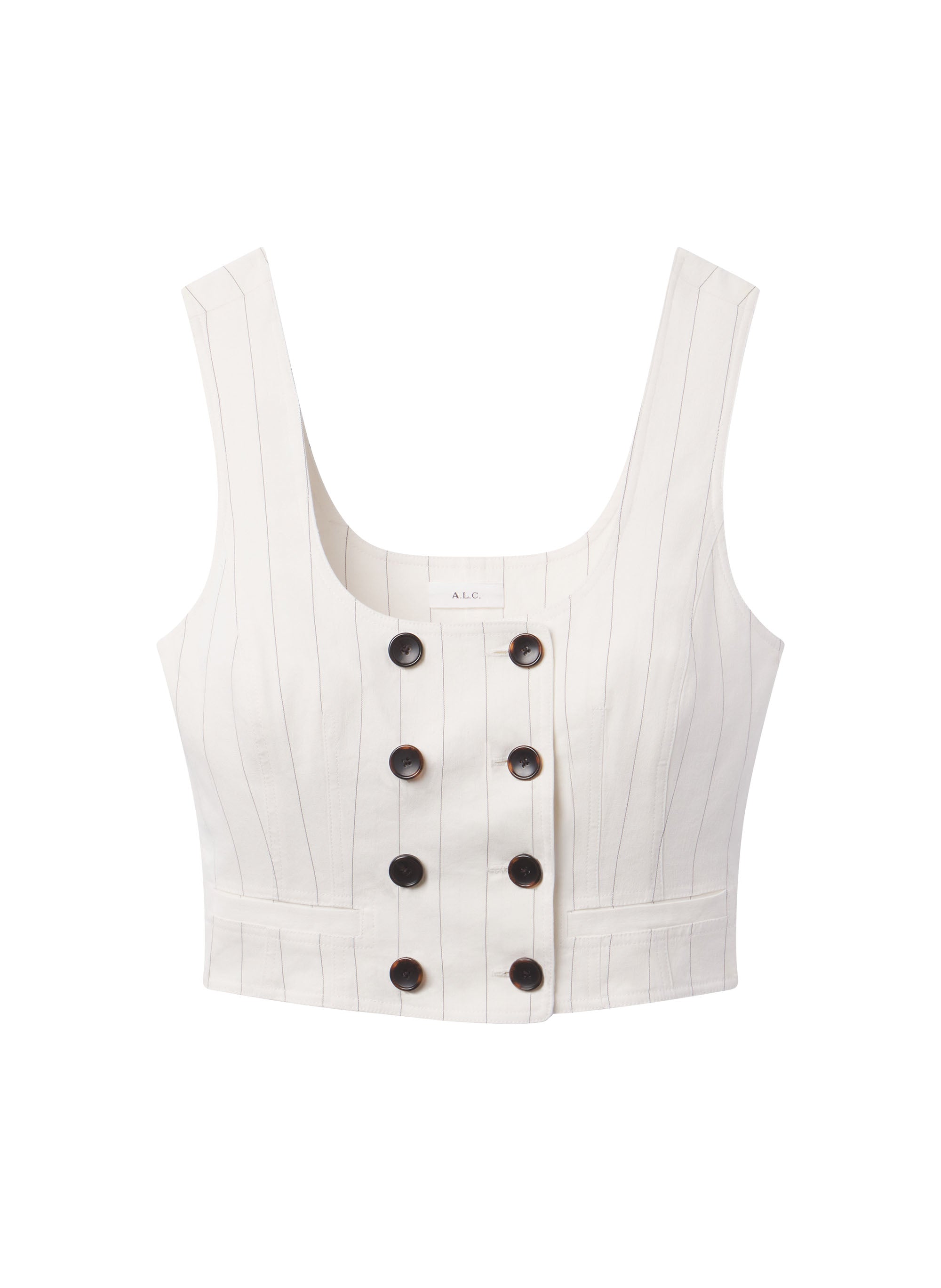 Darcy Linen Pinstripe Top | ALC LTD