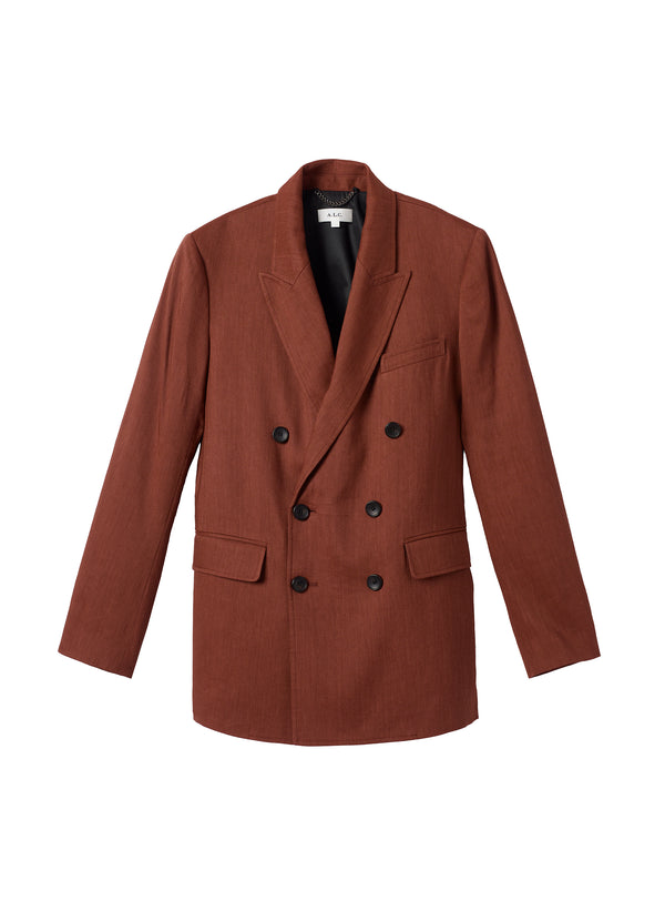 flatlay of brown blazer jacket