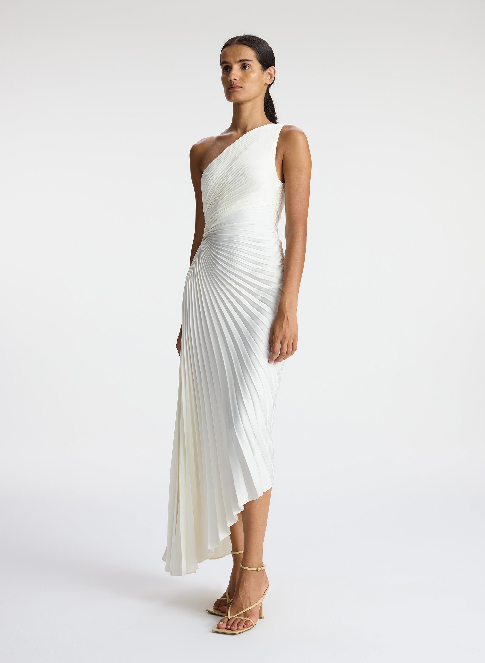 Delfina Satin Pleated Dress