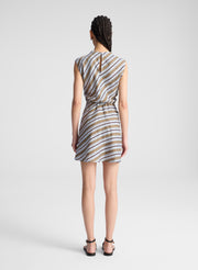 woman wearing striped mini dress