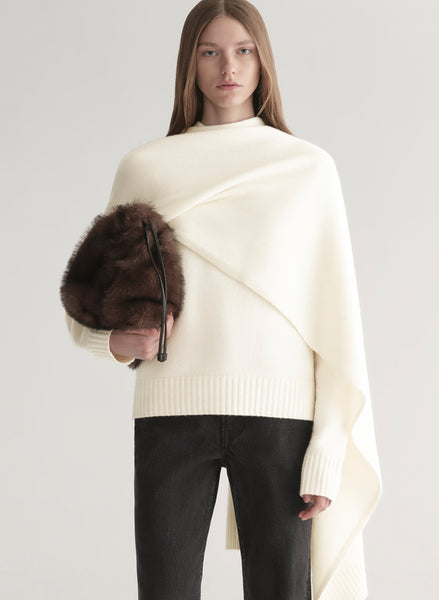 トップス celon raccoon wool drape neck knit ivory Davin Draped Wool Sweater | ALC LTD