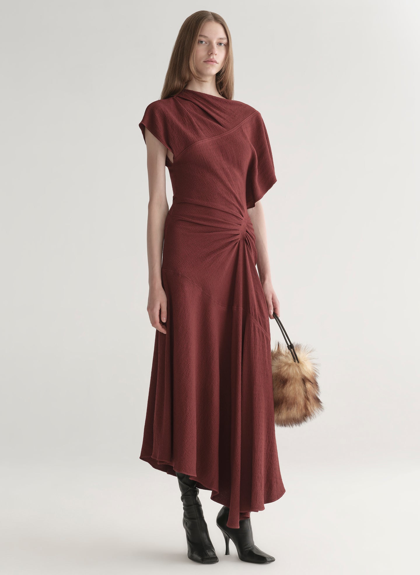 A.L.C. Dena Crepe Midi Dress in Black Cherry, Size 0 A.L.C. Dena Crepe Midi Dress in Black Cherry, Size 0