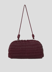 burgundy clutch handbag with strap