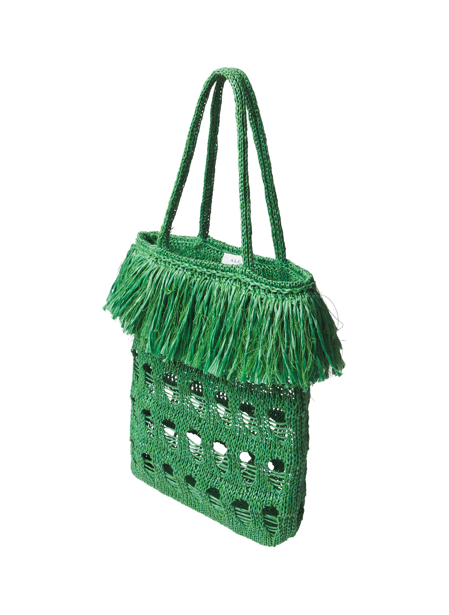 green raffia tote