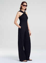 woman in black jumpsuit