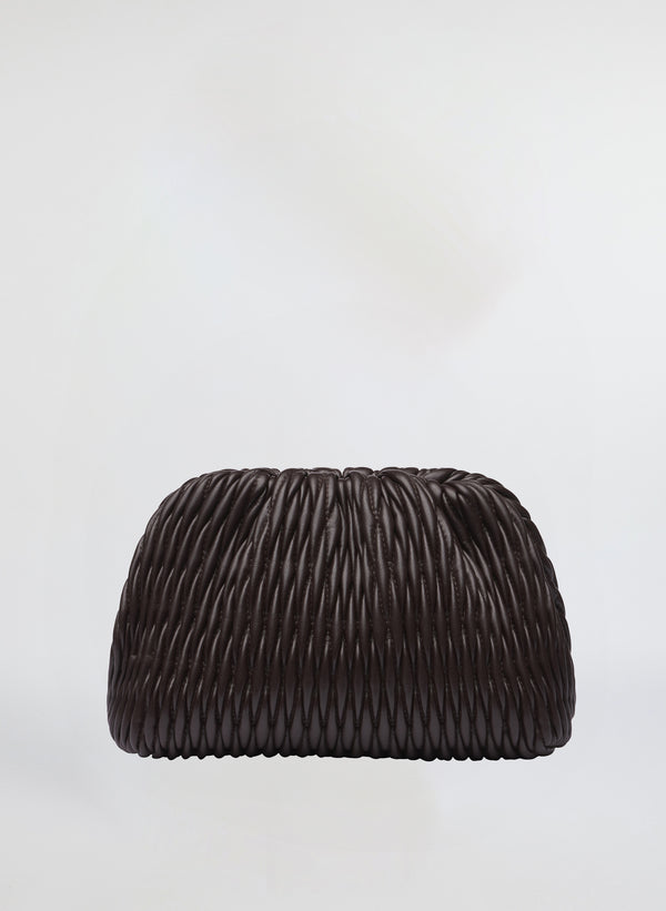 woven vegan leather clutch