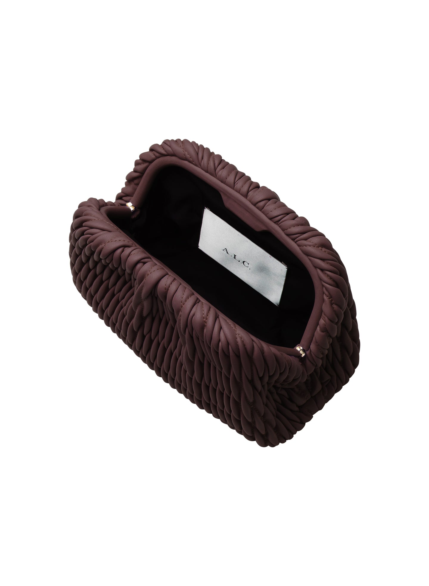 purple quilted clutch bag