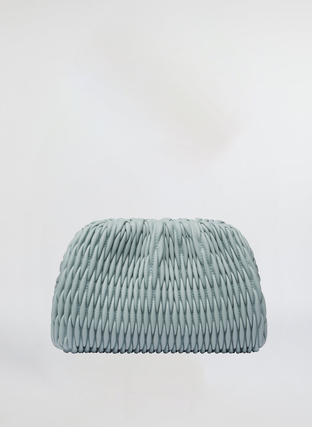 light blue woven clutch bag