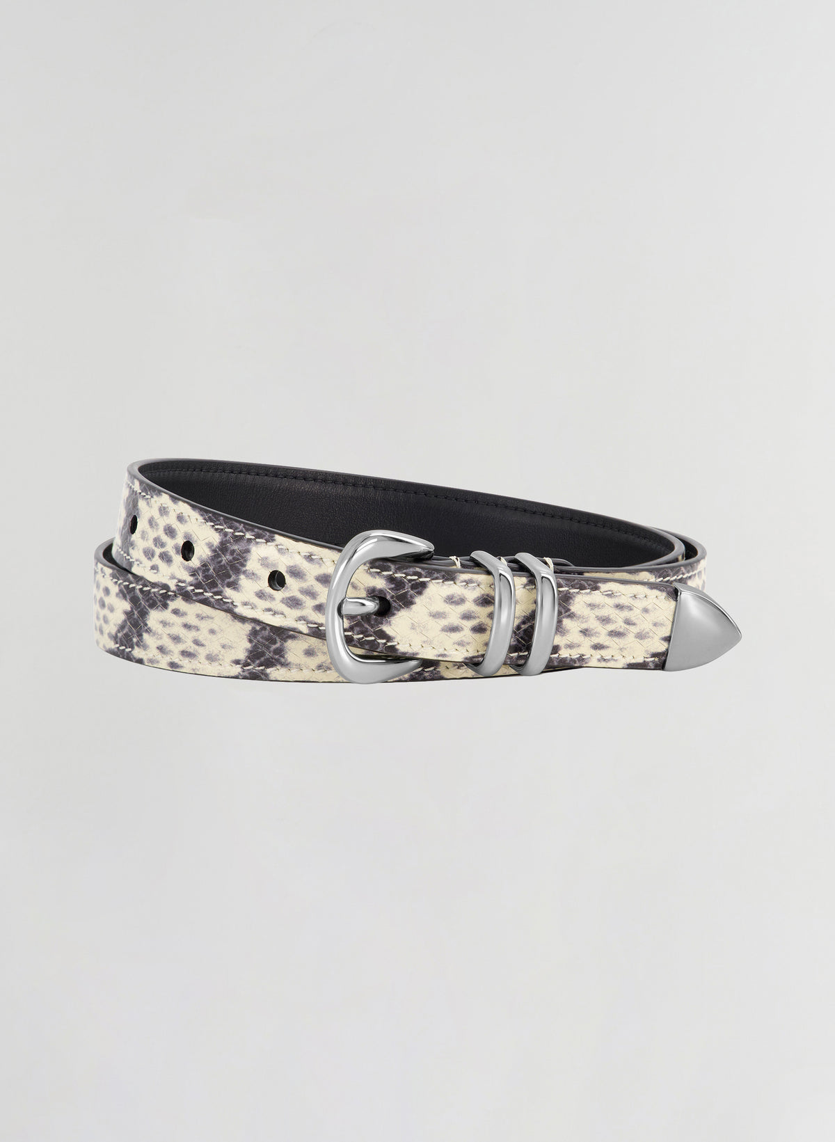 snakeskin belt with silvertone buckle
