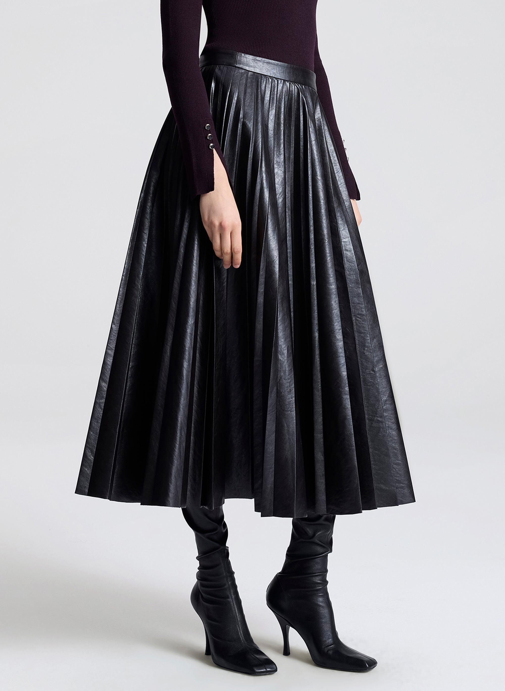 Etta Vegan Leather Midi Skirt | ALC LTD