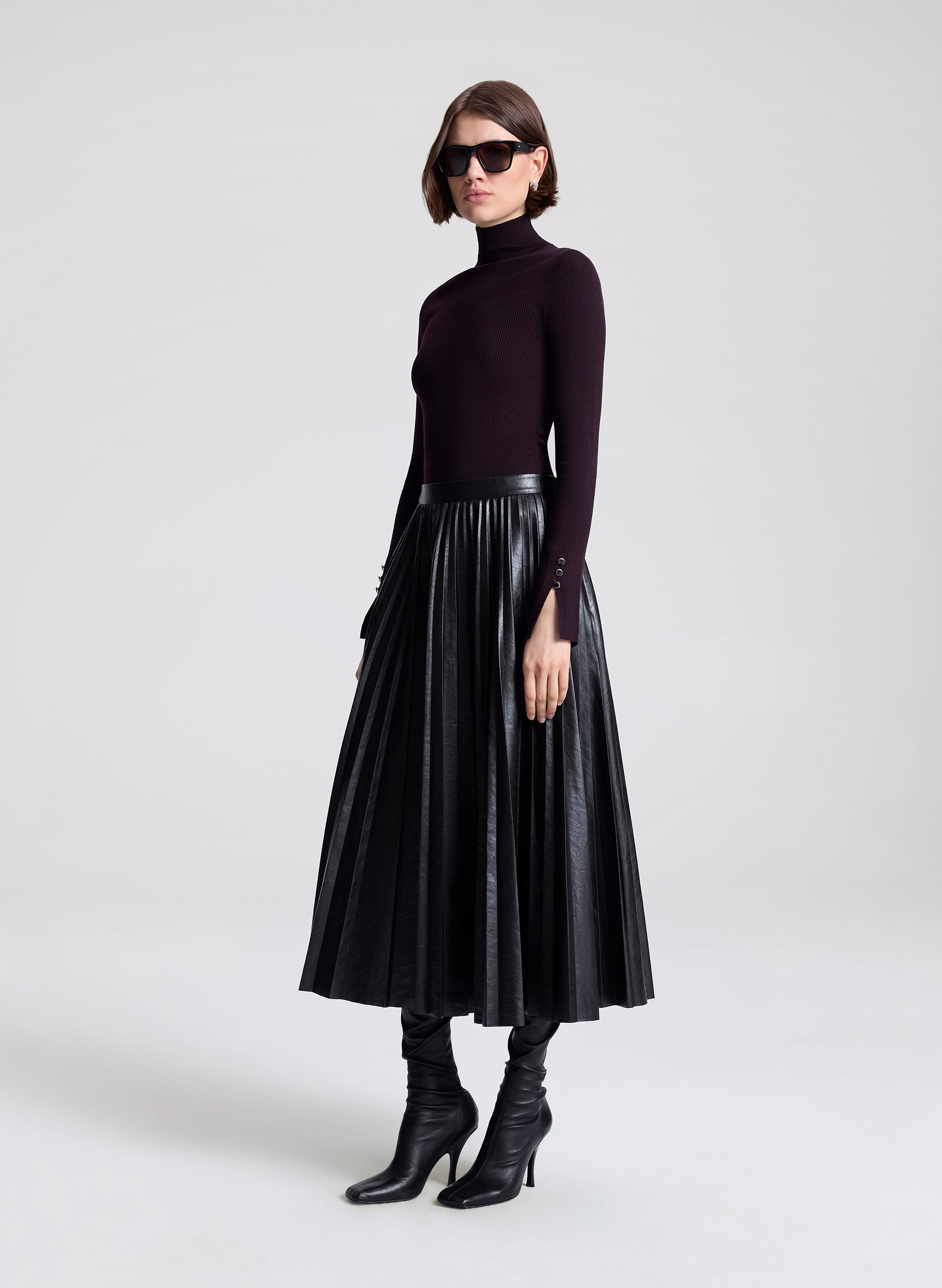 Etta Vegan Leather Midi Skirt | ALC LTD