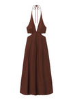 Evelena Tie-Back Linen Midi Dress