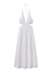 Evelena Tie-Back Linen Midi Dress