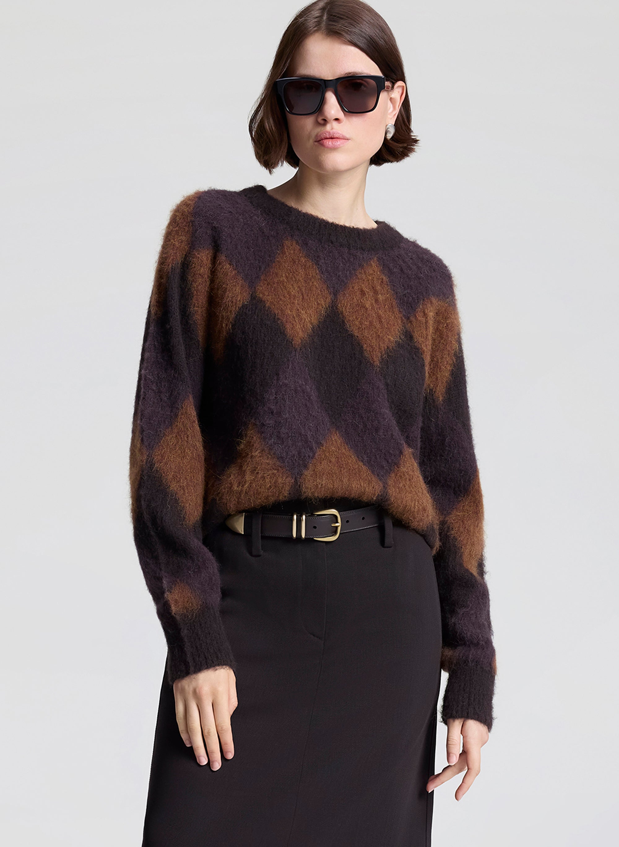 Ezra Brushed Alpaca Argyle Sweater | ALC LTD