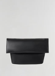 black leather clutch bag