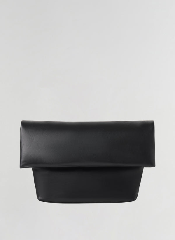 black leather clutch bag