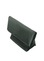 green leather clutch