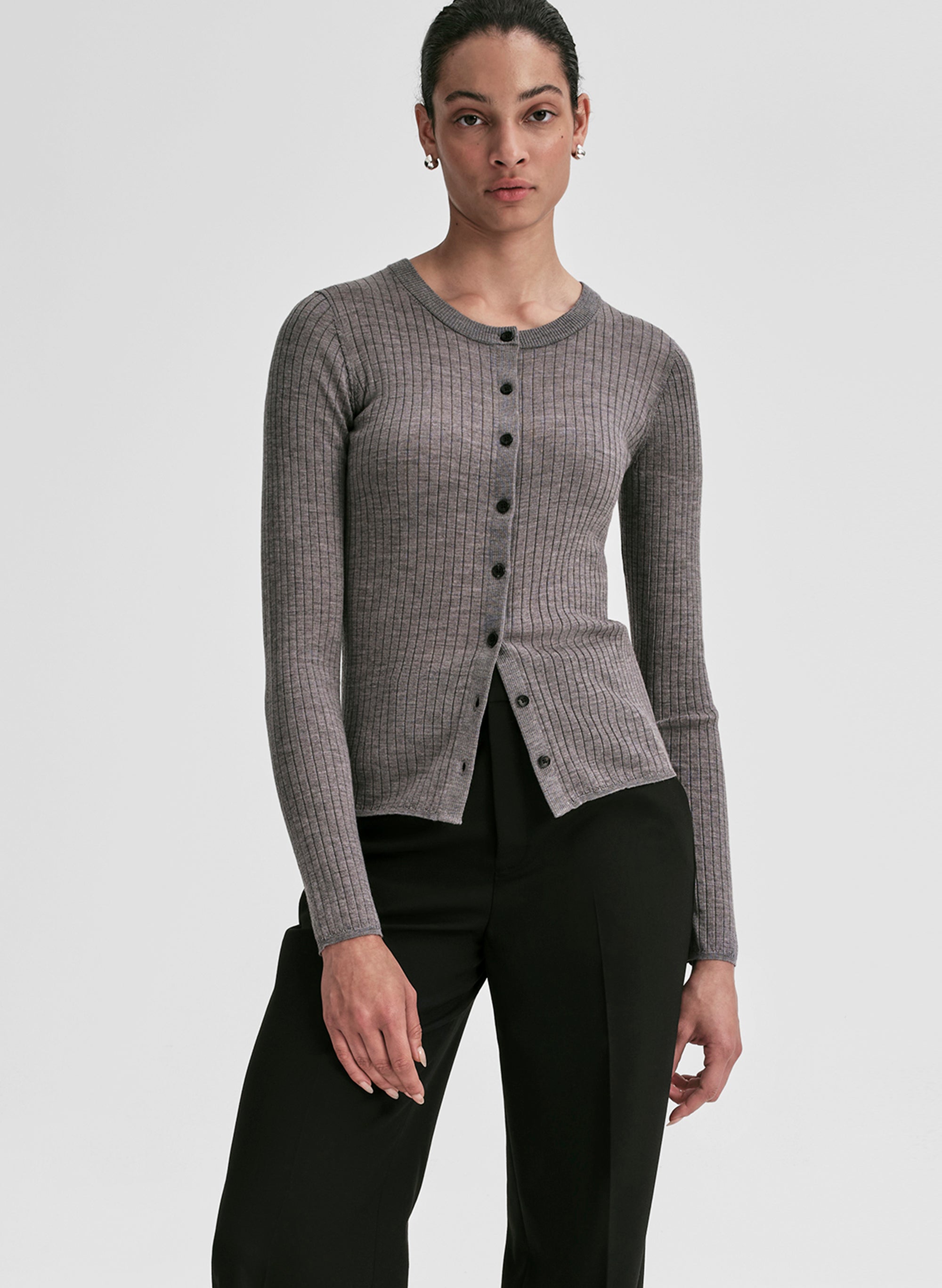 トップス andequal docking lib knit CHARCOAL Fisher Fine Merino Cardigan | ALC LTD