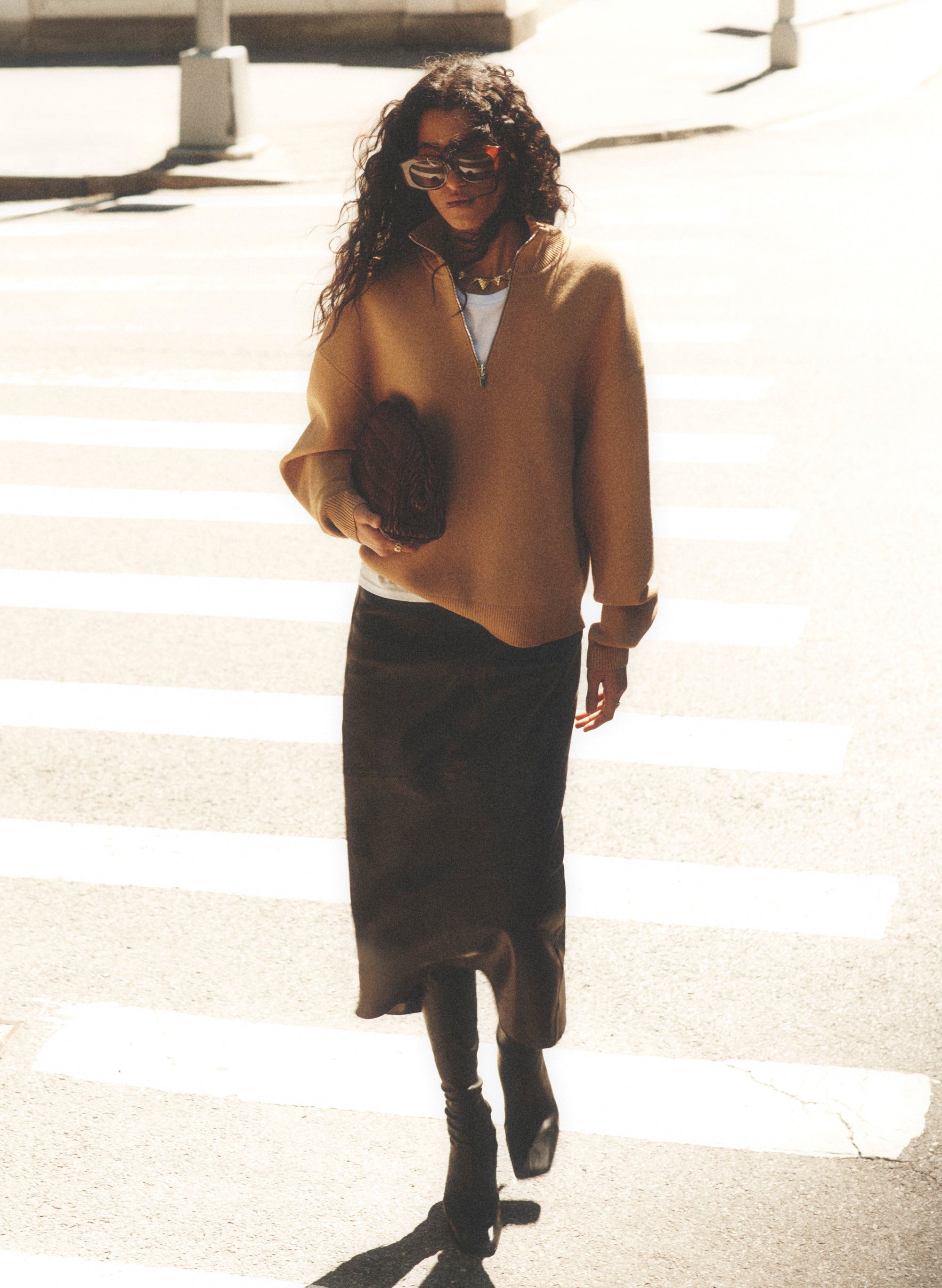 Marta Leather Midi Skirt