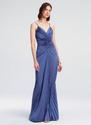 woman wearing blue gown