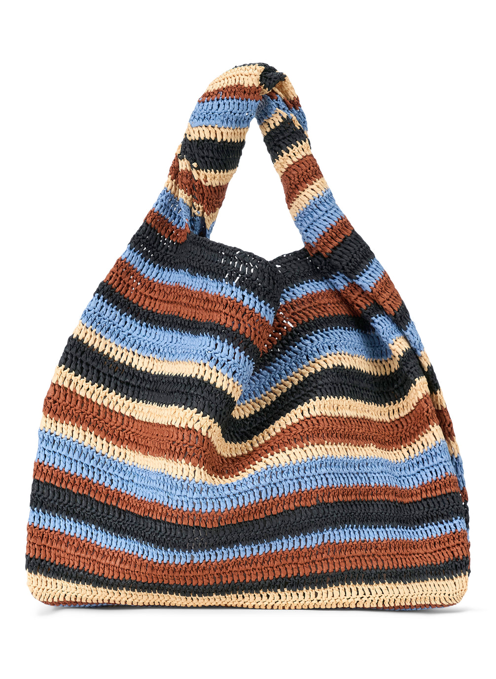 striped raffia tote