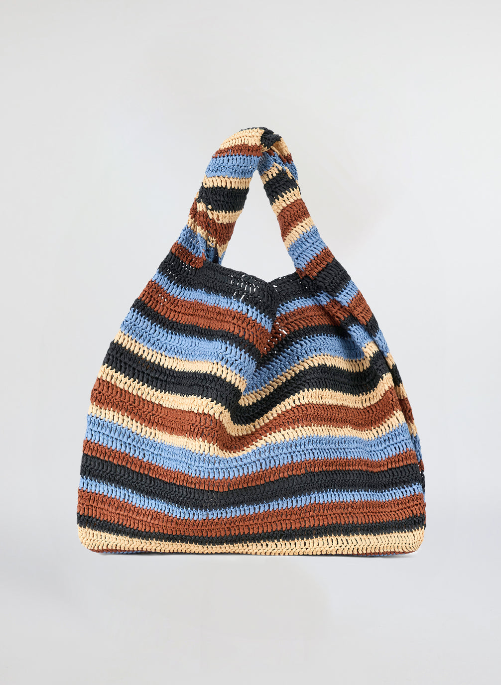 striped raffia tote