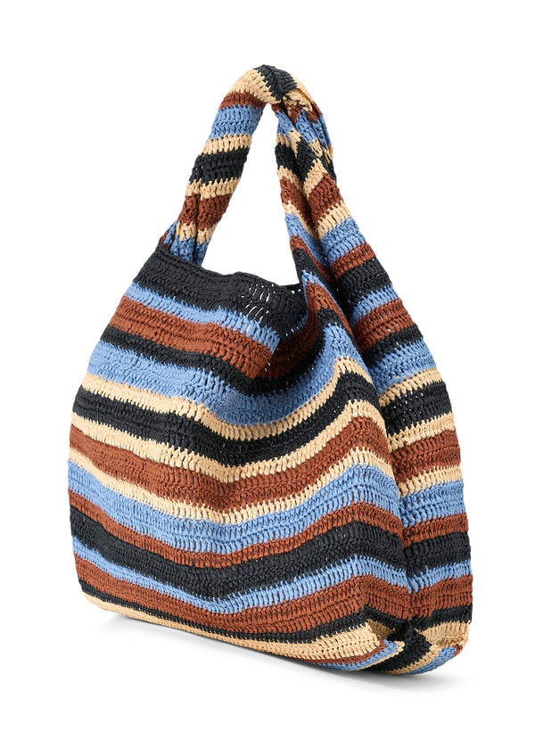 striped raffia tote