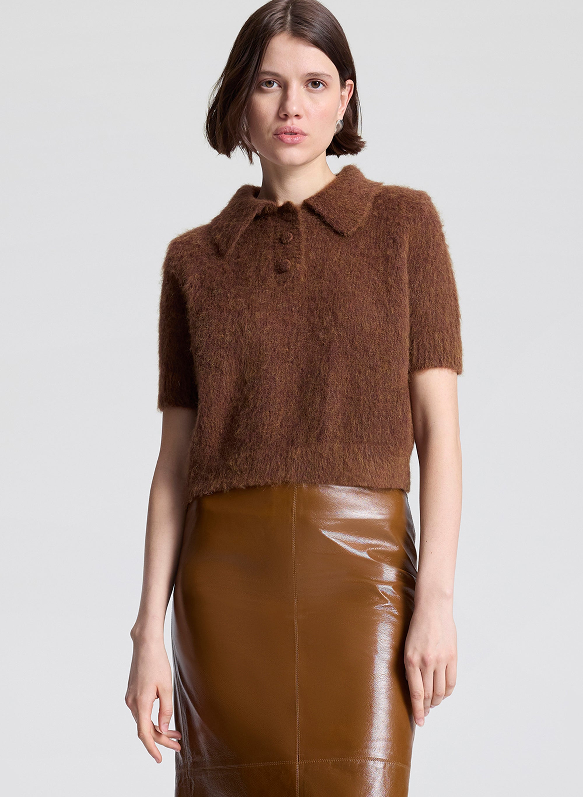 A.L.C. Gio Brushed Alpaca Polo Top | ALCltd.com