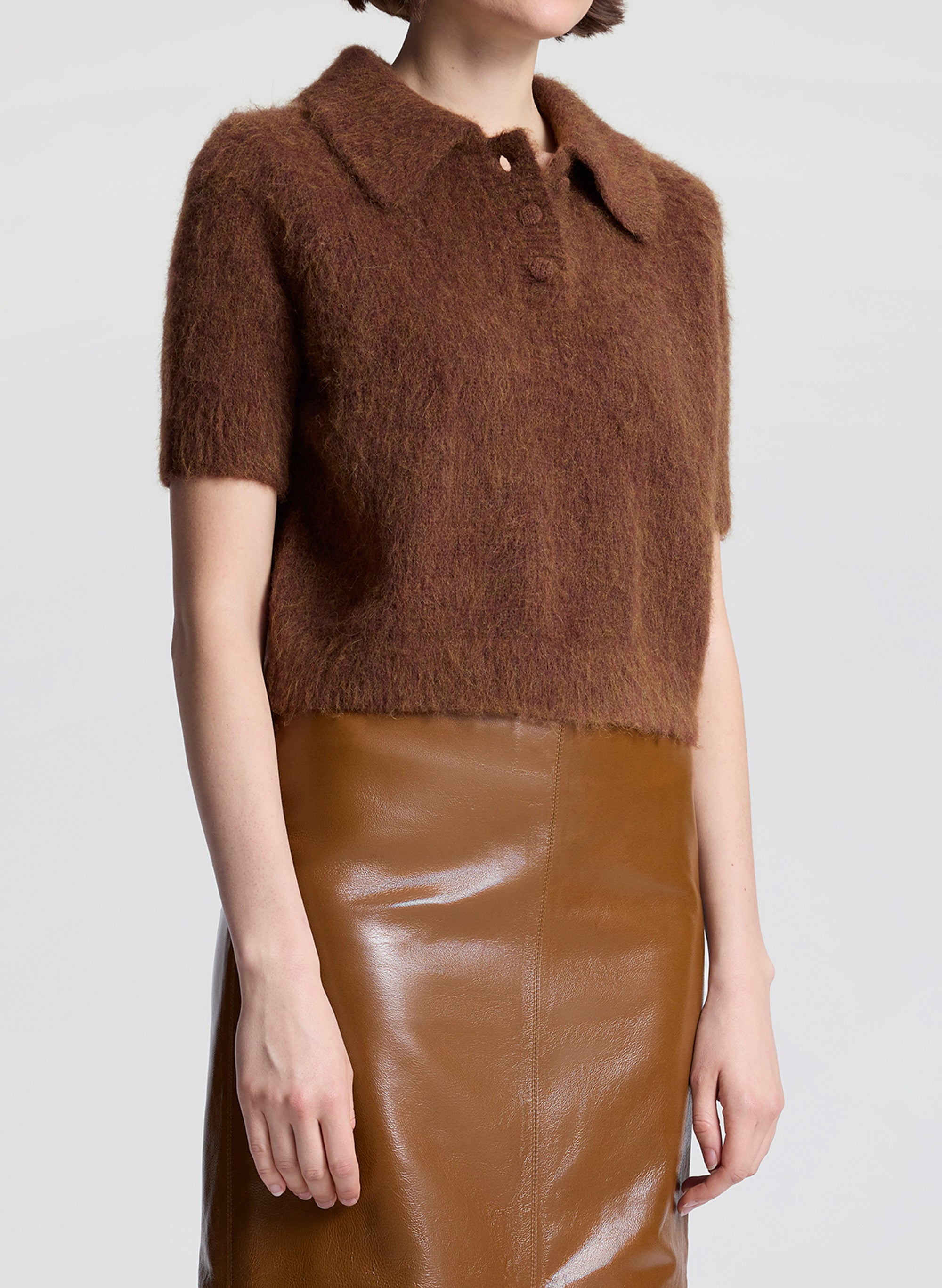 A.L.C. Gio Brushed Alpaca Polo Top | ALCltd.com