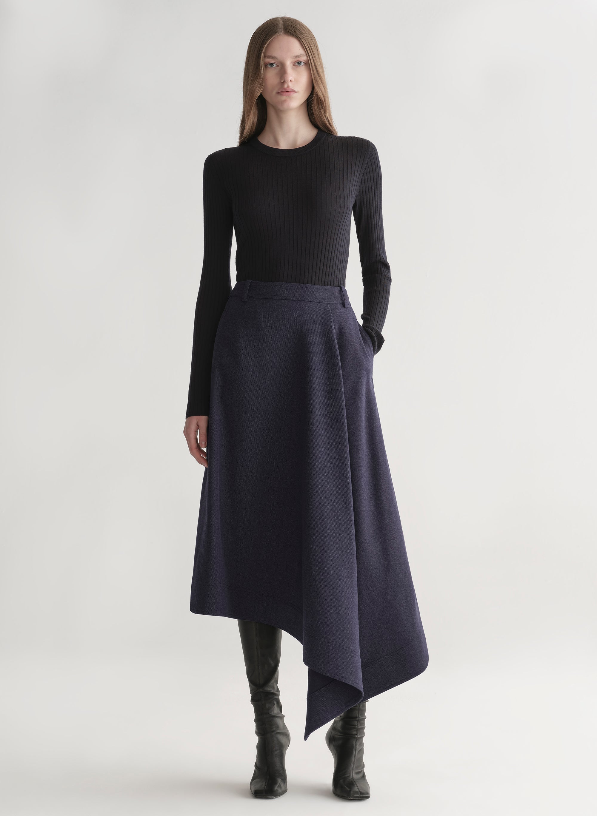Gael Melange Twill Midi Skirt | ALC LTD