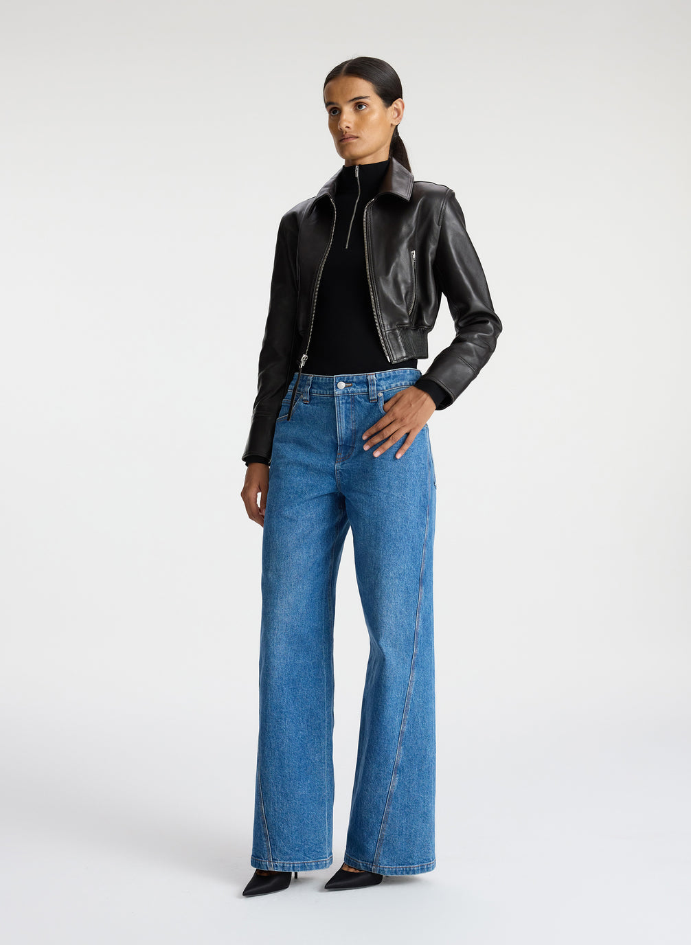 Harlow Cropped Leather Jacket