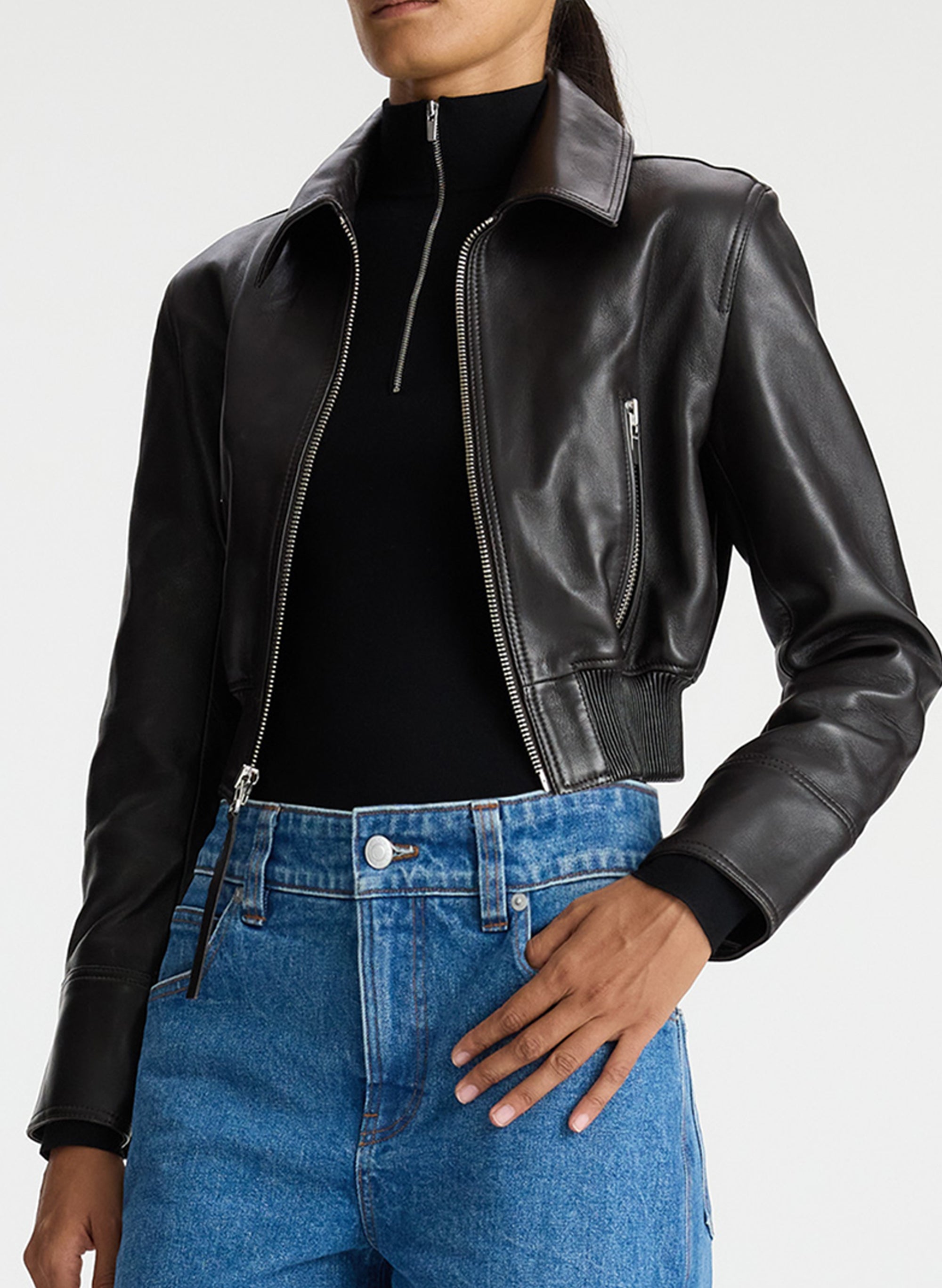 Cropped biker outlet jacket