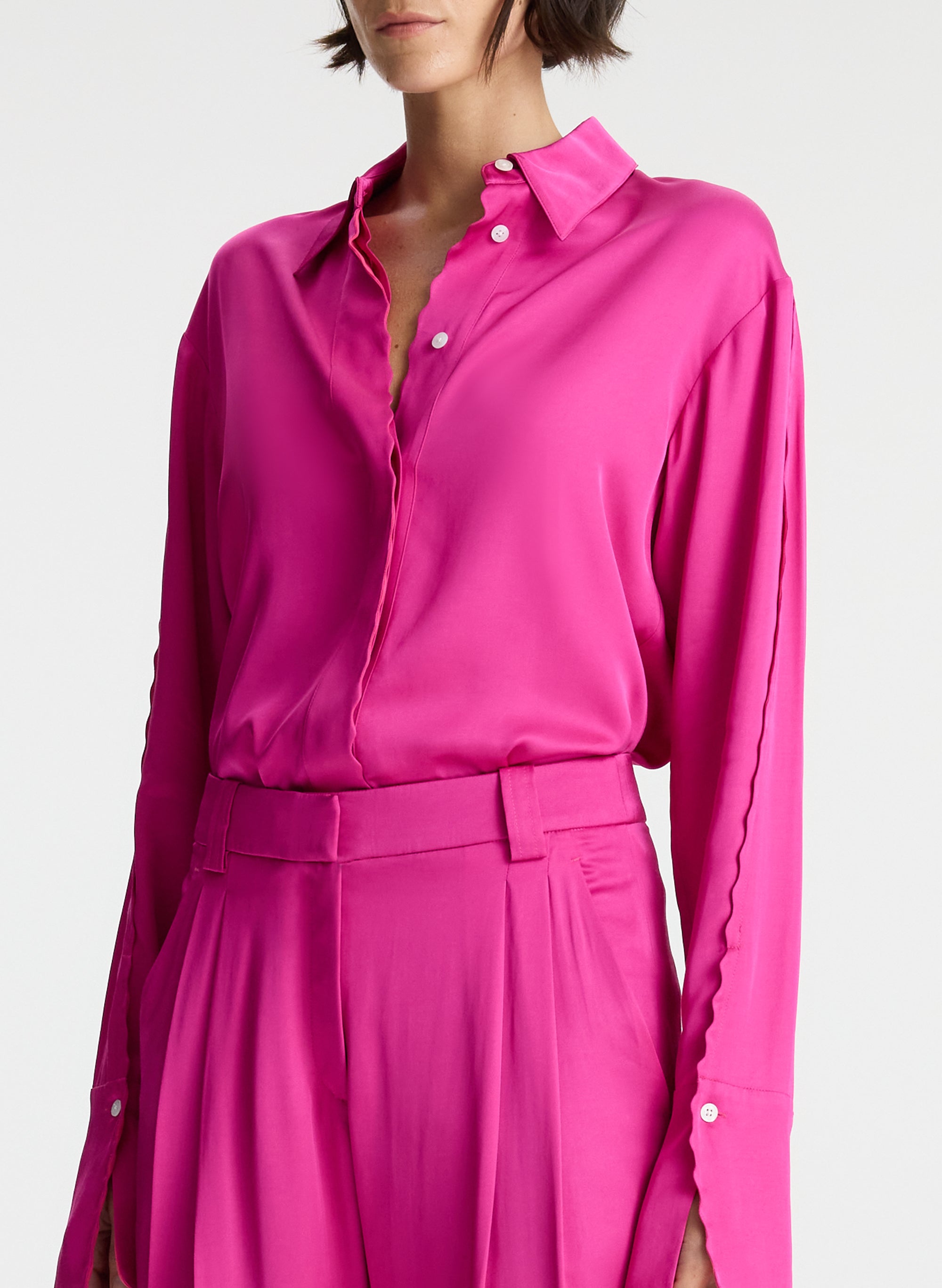 Hot pink best sale silk shirt