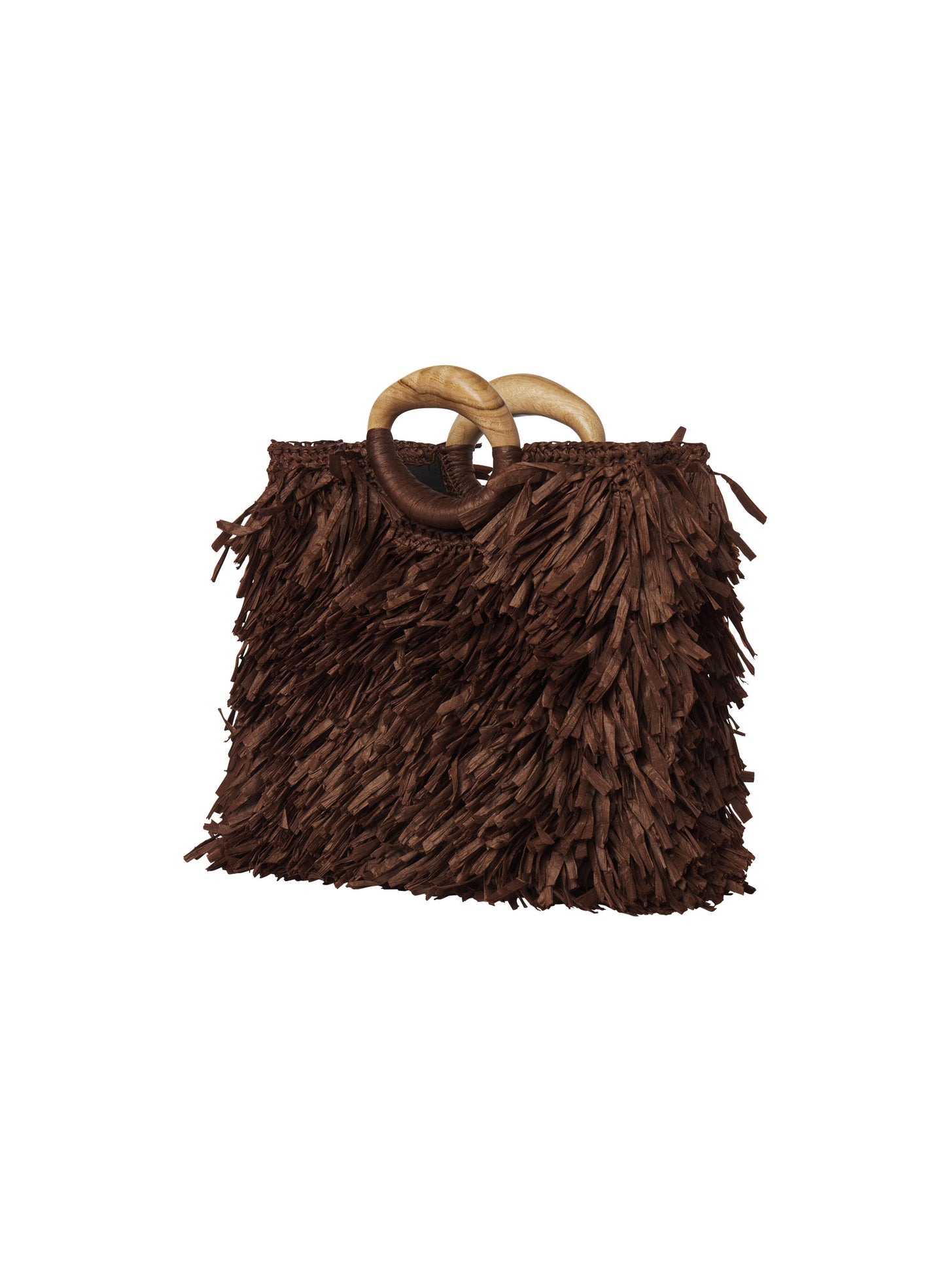 brown raffia bag with wooden handle