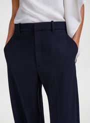 woman in blue pants