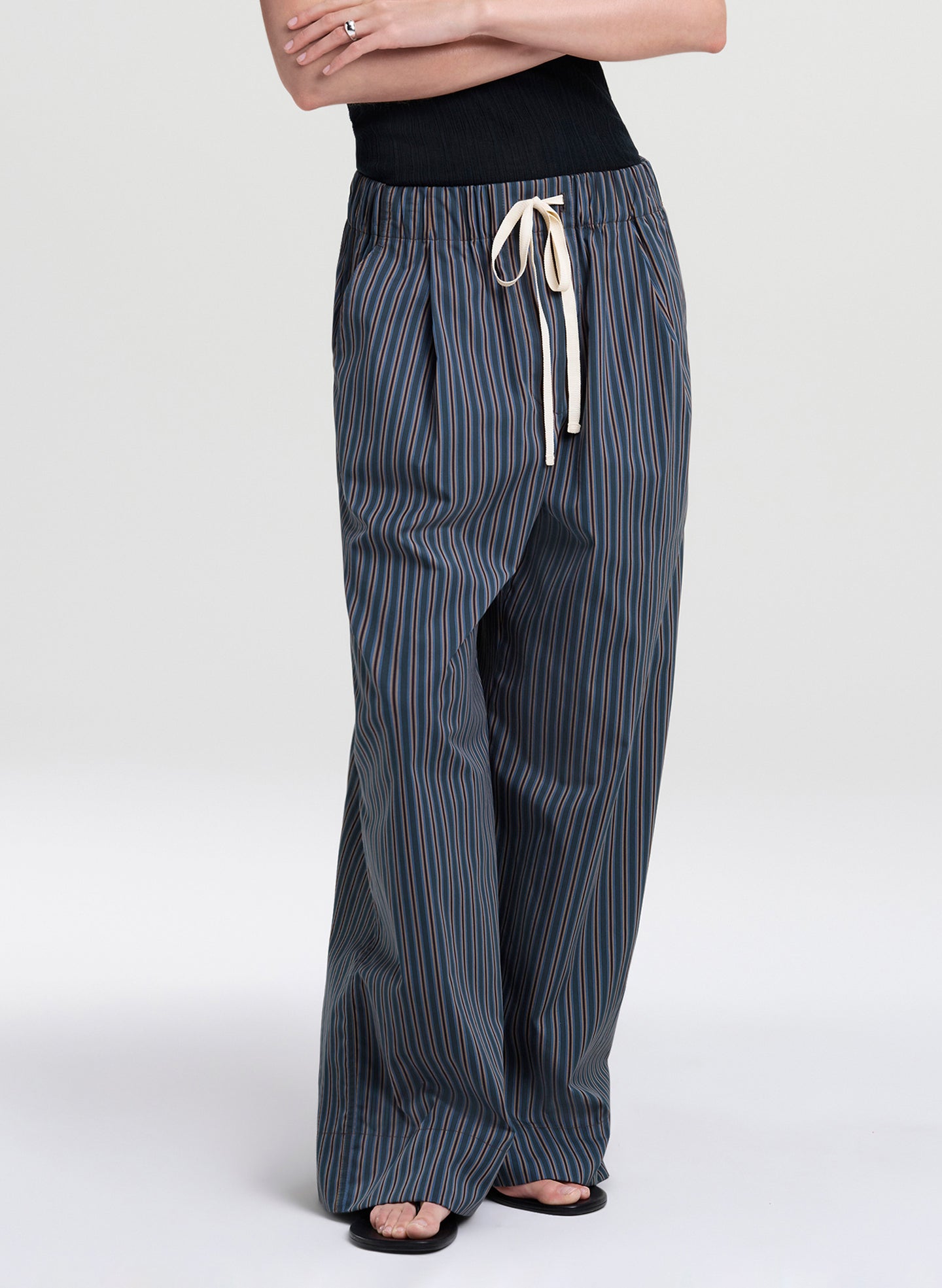 woman in striped pants
