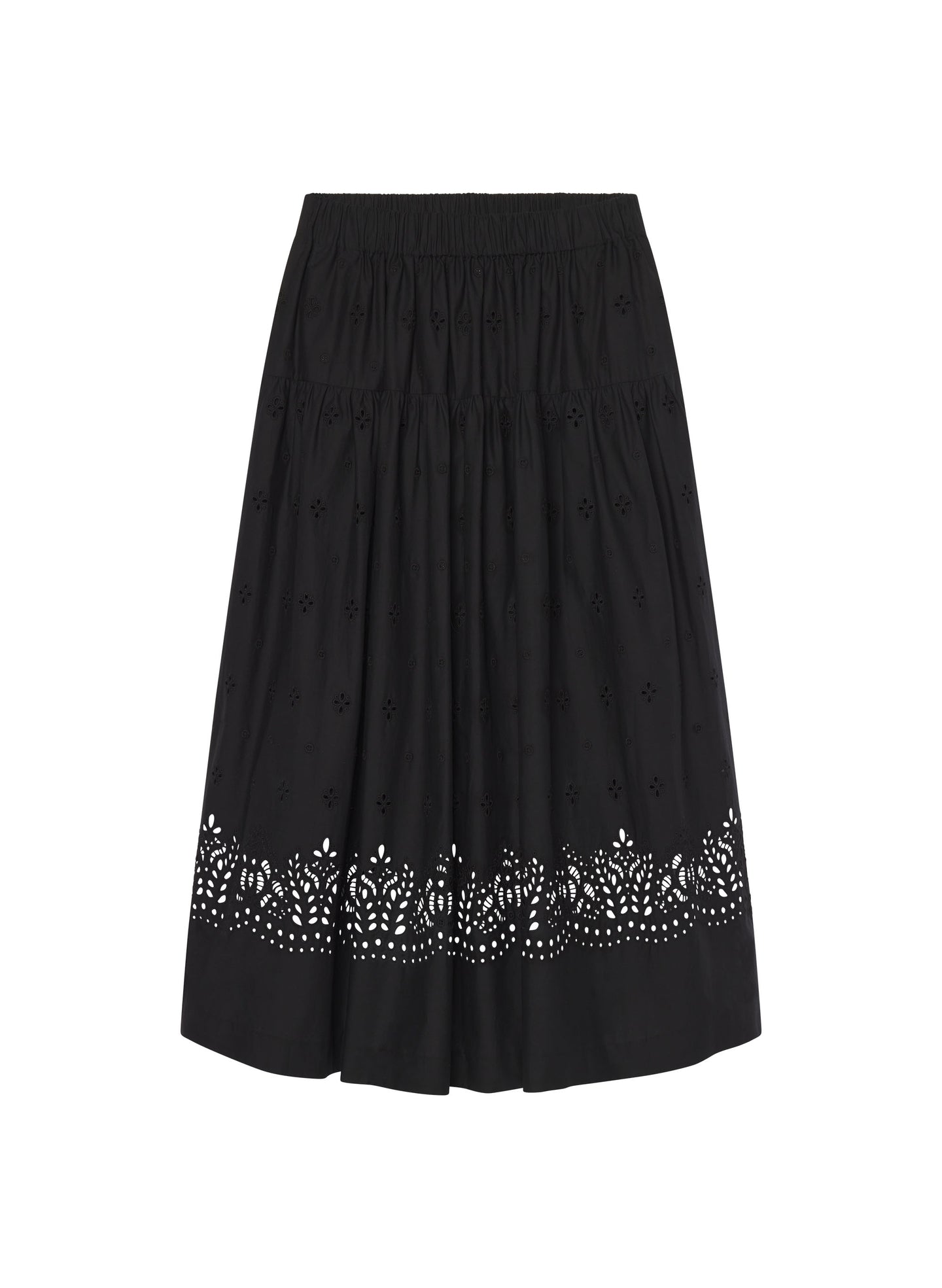 Jay Embroidered Cotton Midi Skirt
