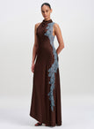 Josephine Satin and Lace Maxi Dress