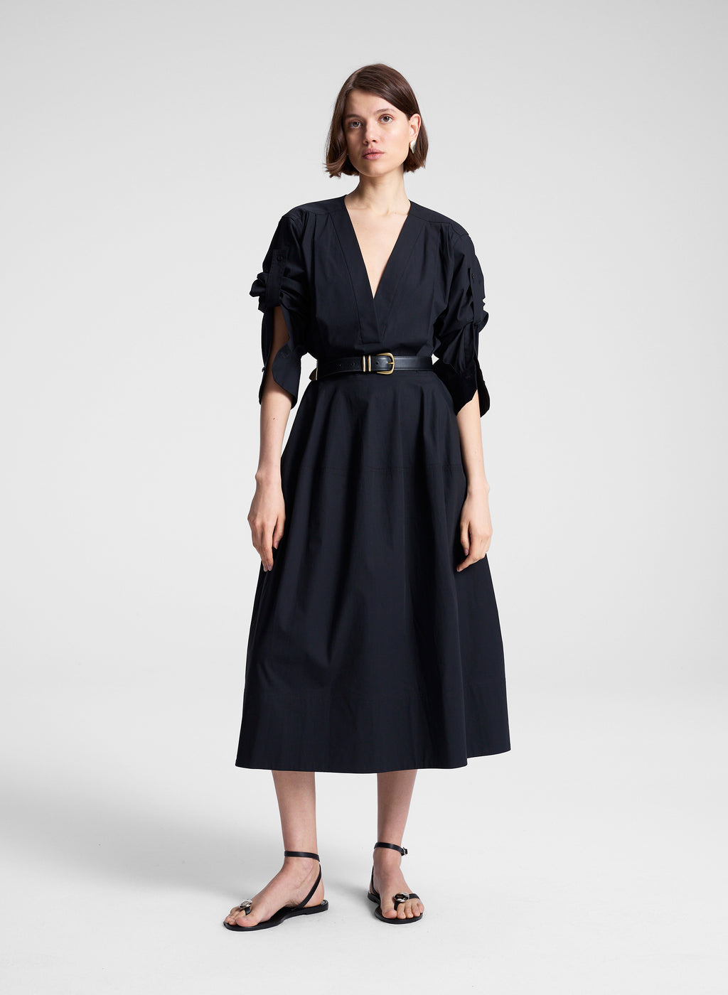 jordan puff sleeve tiered midi dress Puff-sleeve Tiered Midi Dress For Women